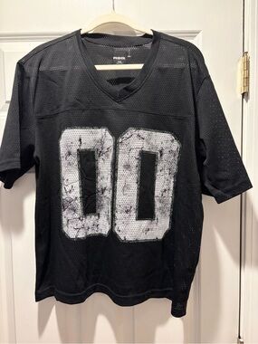 Size large RSQ Black Mesh Jersey with Distressed White '00' Graphic